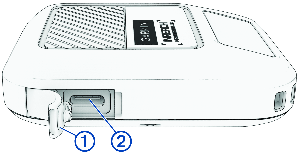 Closeup of the USB port with callouts