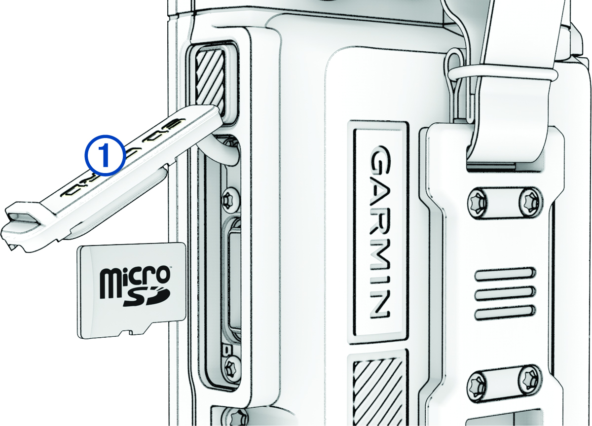 Close-up view of the memory card slot and weathercap with callouts