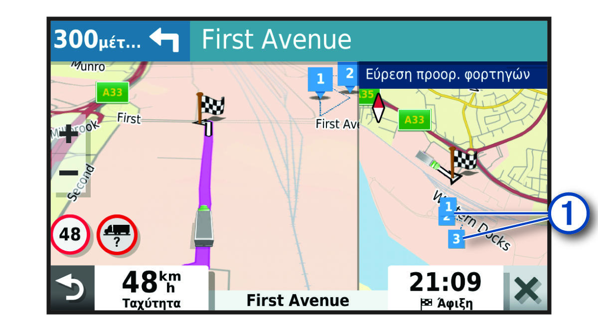 Λειτουργία προορισμών φορτηγών στον χάρτη, μαζί με επεξηγήσεις
