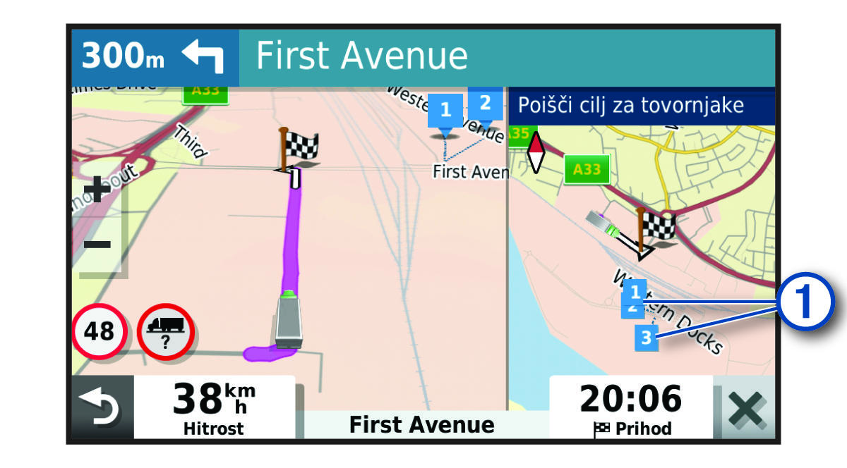 Funkcija ciljev za tovornjake na zemljevidu z oblački