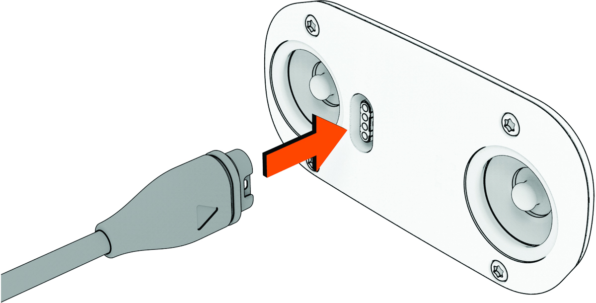 Device and charger with an arrow