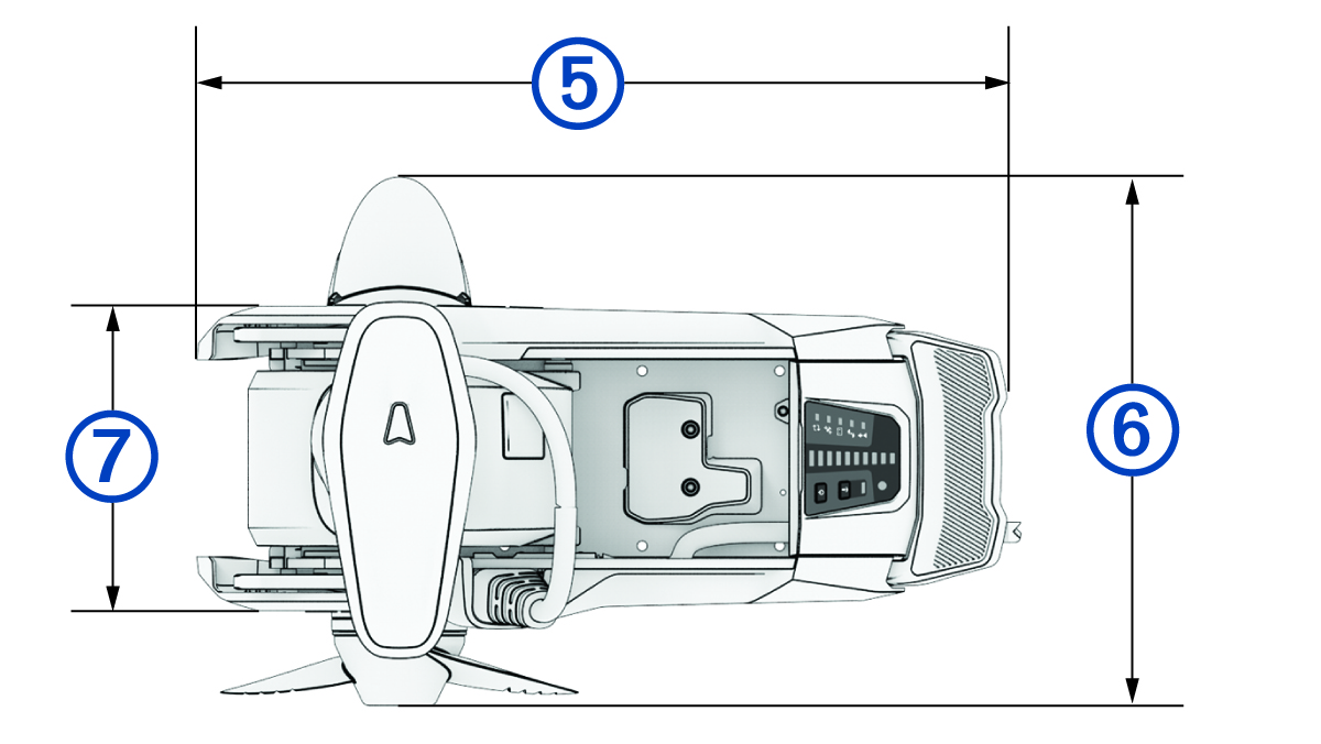 motor top view with dimensions and callouts