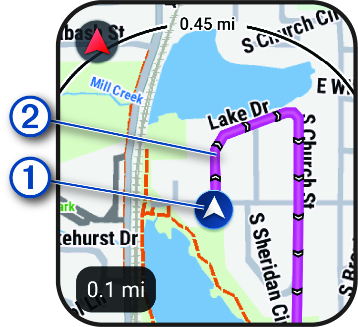 Követendő nyomvonal jelölésekkel