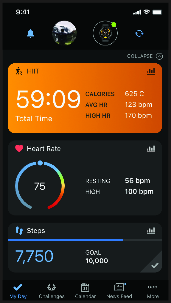 Mobile app with walking data