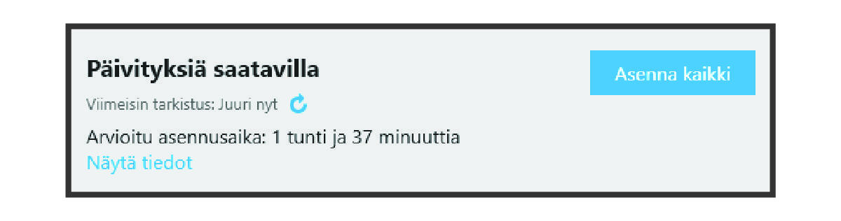 Näyttökuva päivityskehotteesta