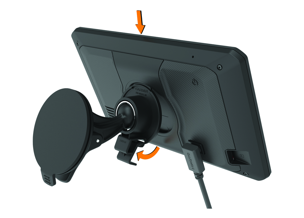 Mount being attached to the device with arrows