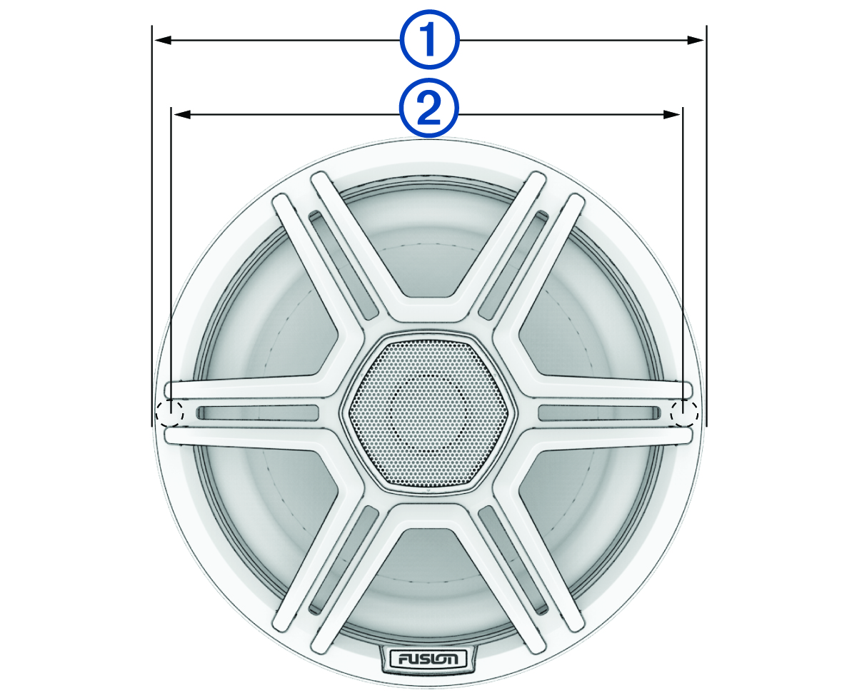 Front view of speaker with callouts