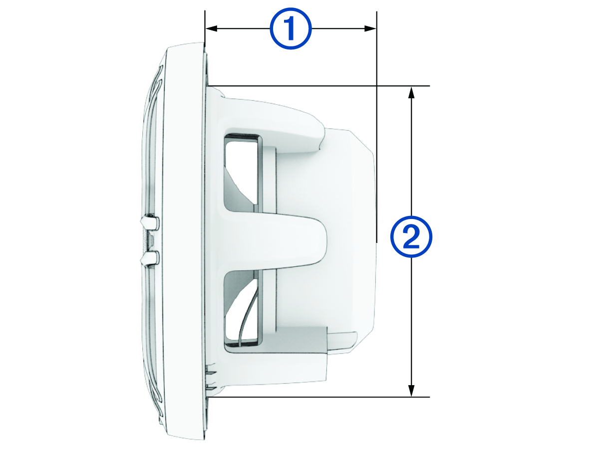 Side view of speaker with callouts