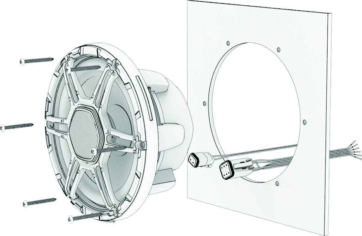 Exploded view of the speaker and screws