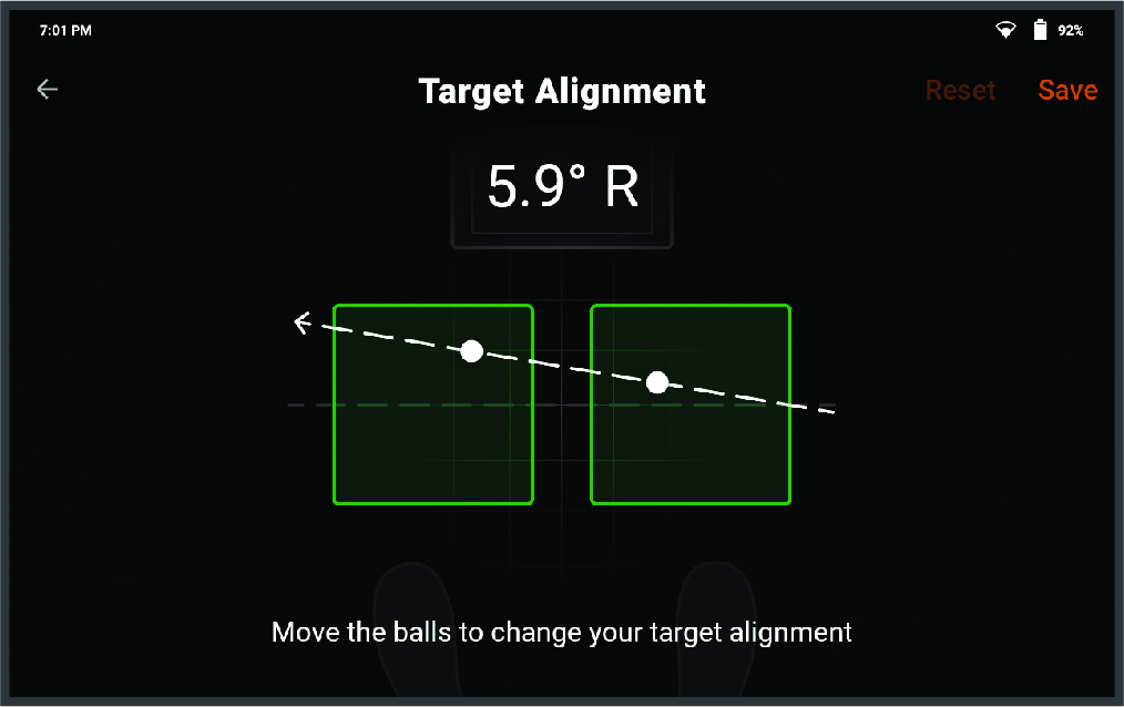 Screenshot of the target alignment screen