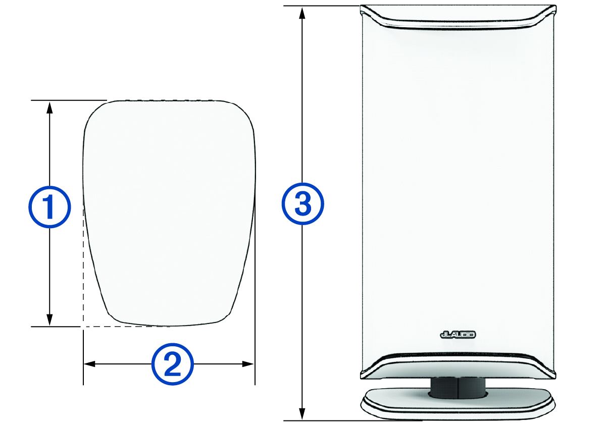Top and front views of Primacy S3 dimensions with callouts