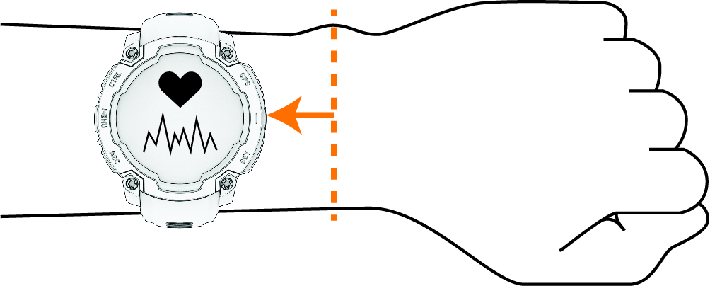 Line drawing of device on wrist