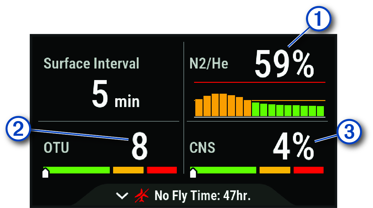 Surface interval screen with callouts