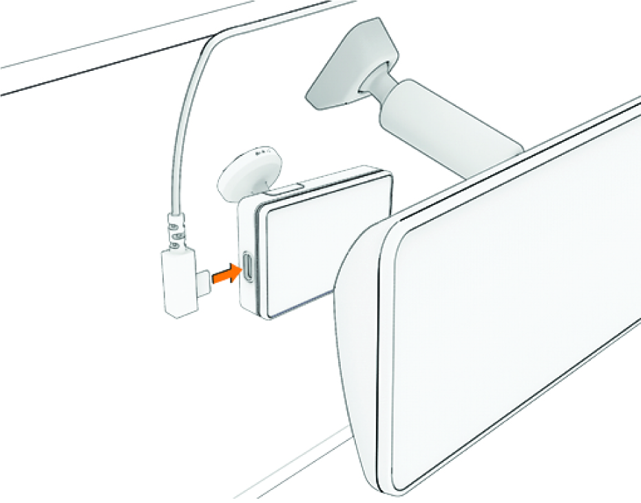 Power cabled connection to the micro-USB port on the side of the camera