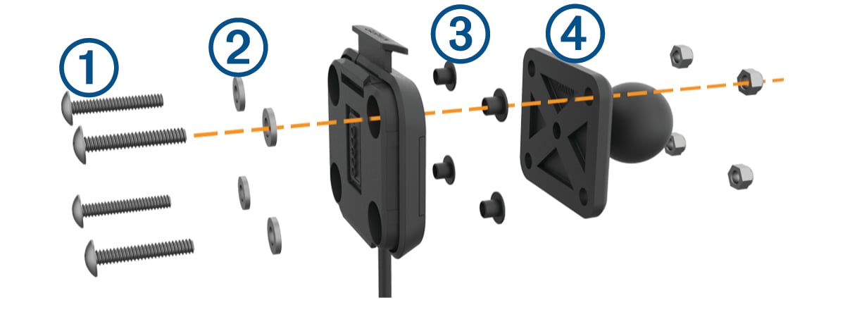 Exploded view of the ball mount assembly with callouts