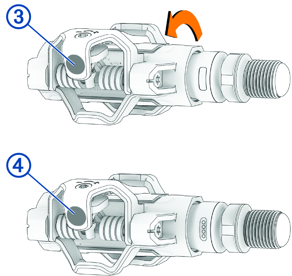 Pedale mit Aufklebern und Beschriftungen