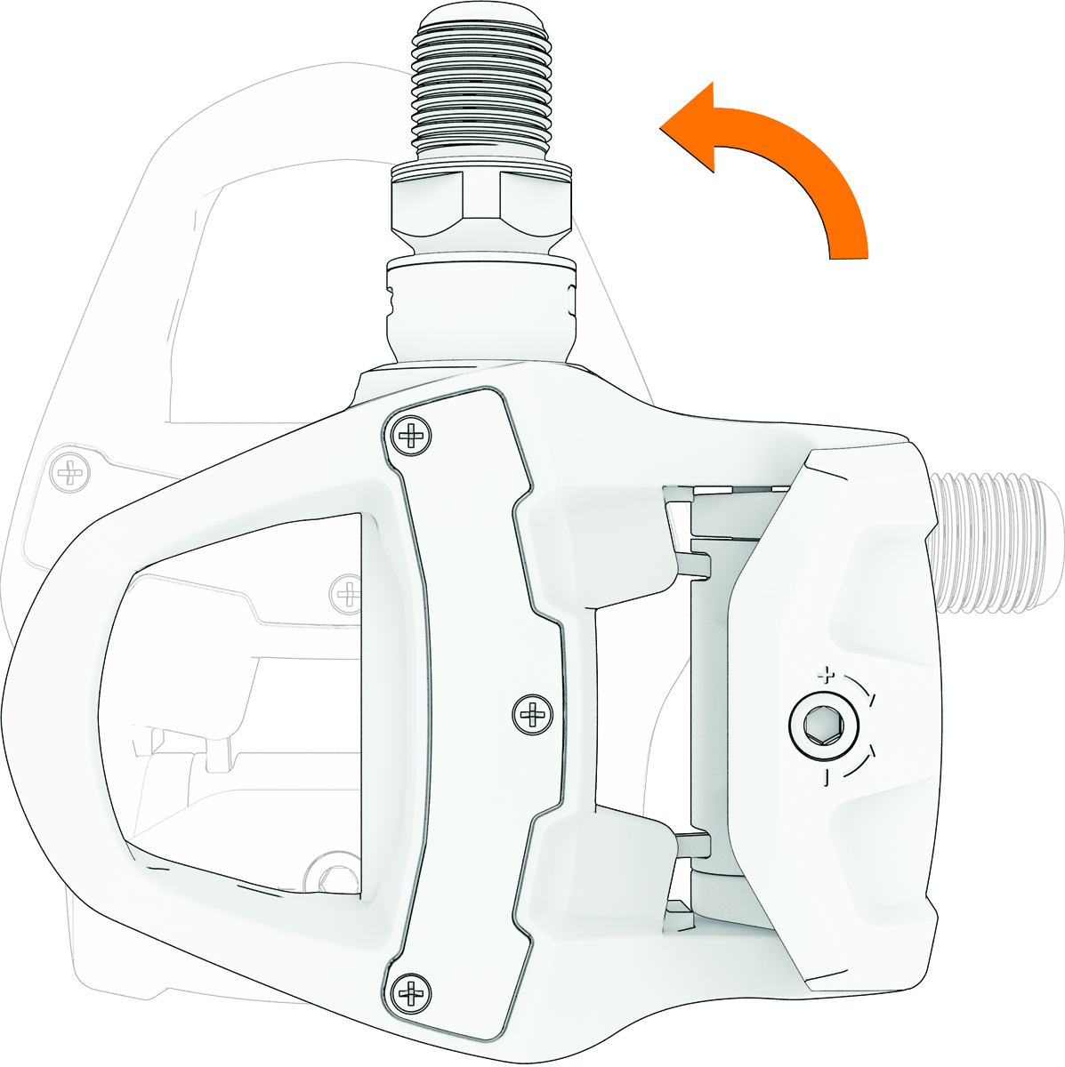 Pedal mit Gewinde nach oben
