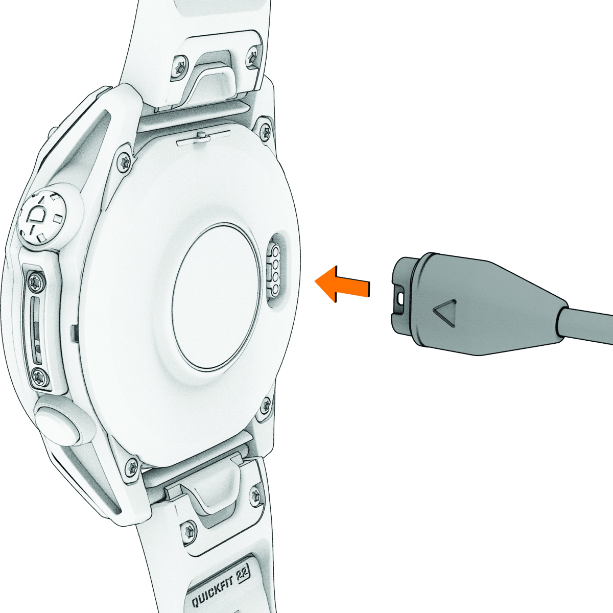 عرض للجهة الخلفية للساعة وكبل الشحن