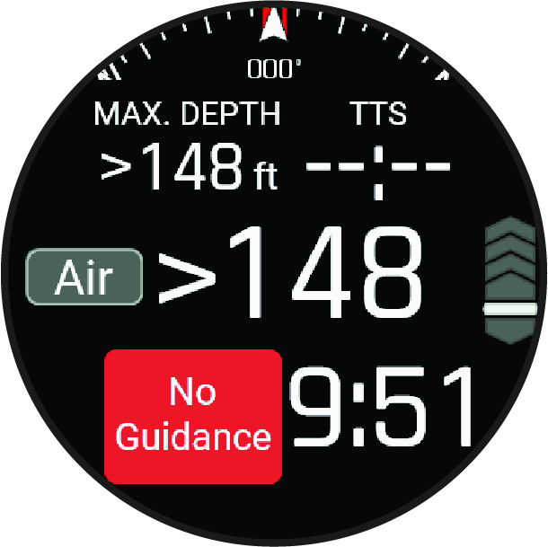 Merülés képernyőképe, ahol túllépték a MOD értékét