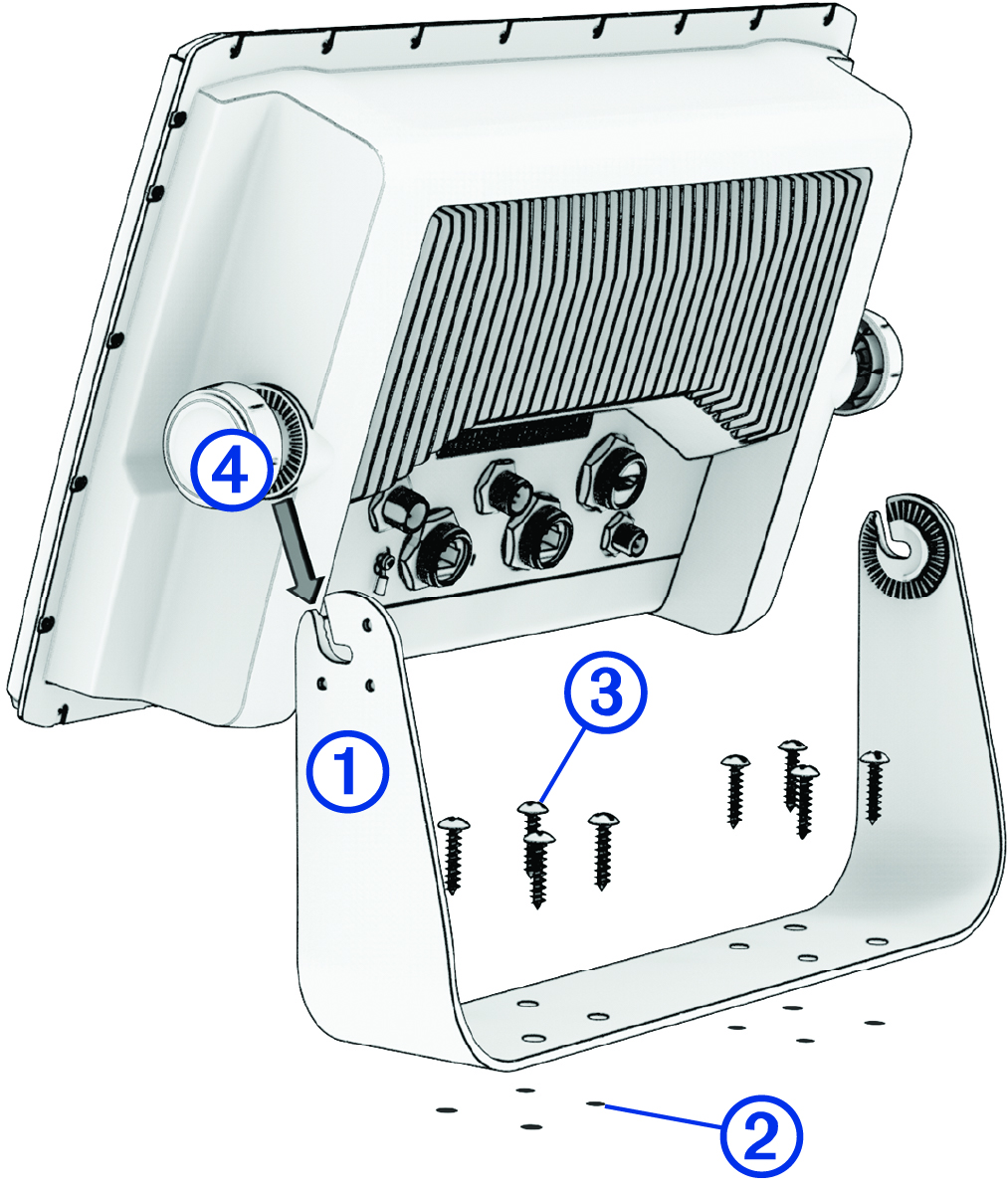 Back view of the device showing the bail mount configuration