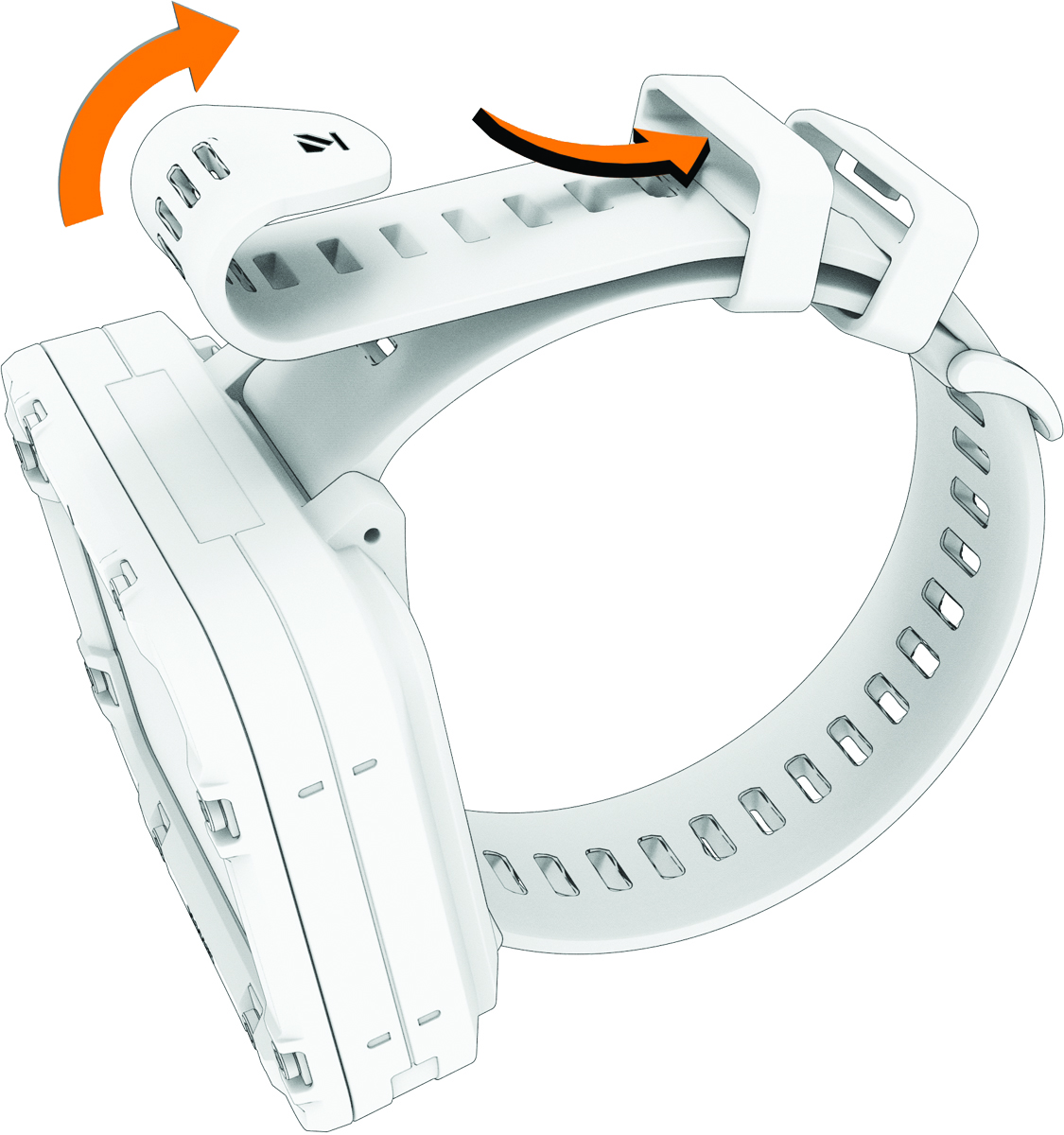 תצוגת תקריב של ניתוב הרצועה דרך השומרים