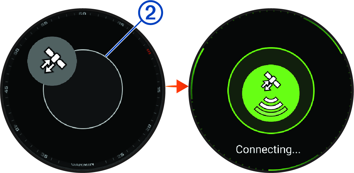 Screenshots der Satellitenanzeige mit Beschriftung
