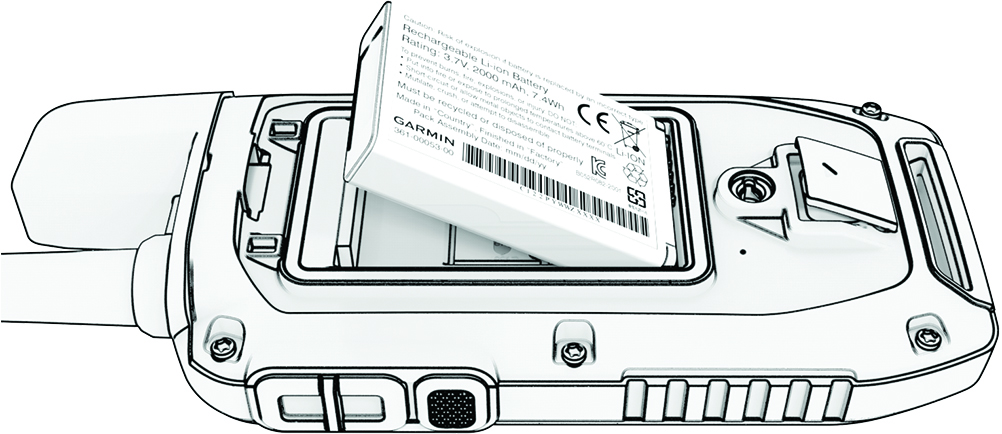 Parte posterior do dispositivo com instalação da bateria