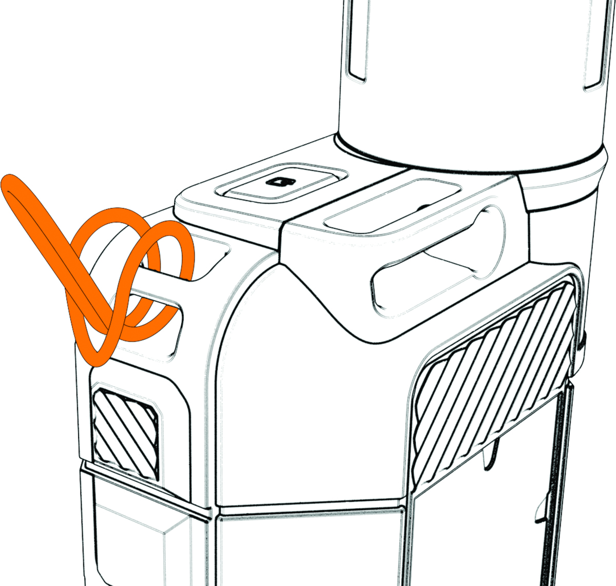 Nahaufnahme der am Gerät befestigten Trageschlaufe