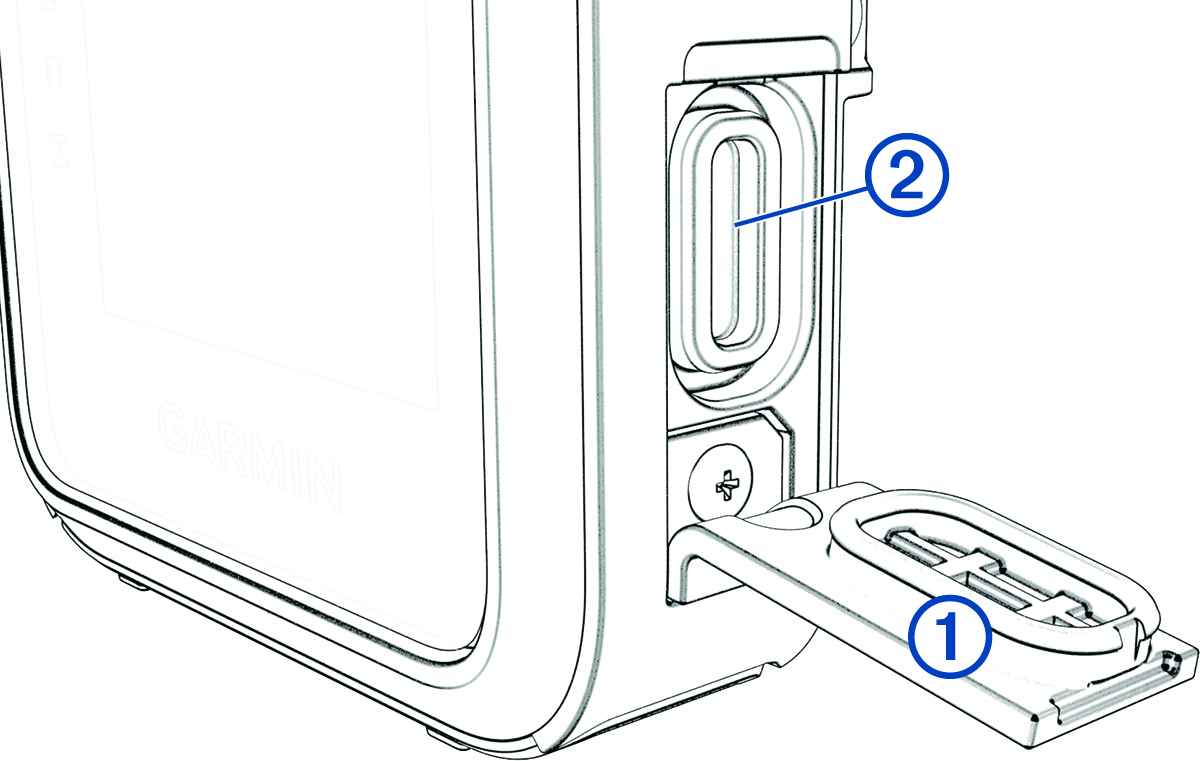 Nahaufnahme des USB-Anschlusses mit Beschriftungen