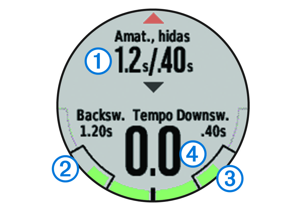 Screenshot of the swing tempo training with callouts