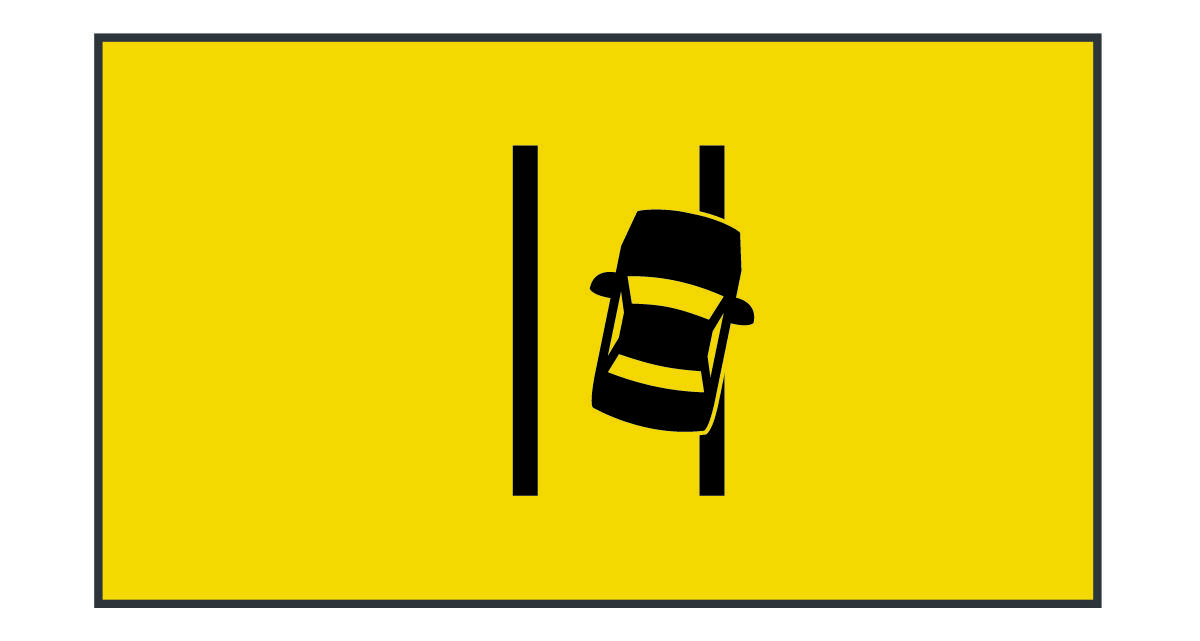 Снимок экрана с предупреждением о выезде за пределы полосы движения