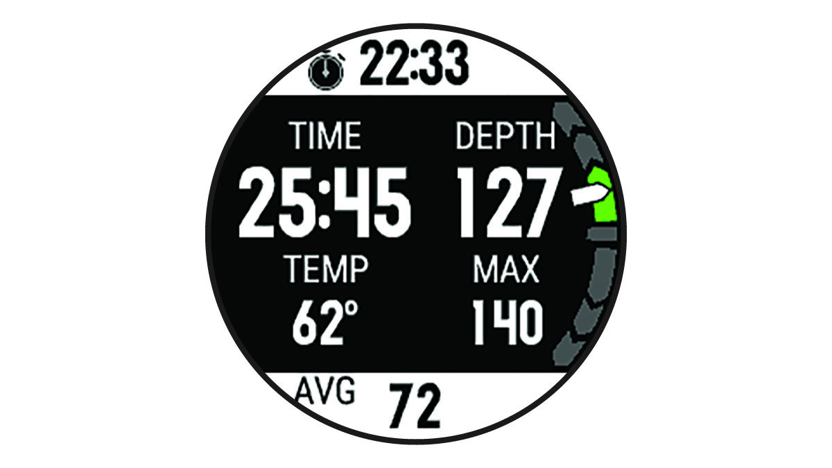 Captura de pantalla del cronómetro de inmersión