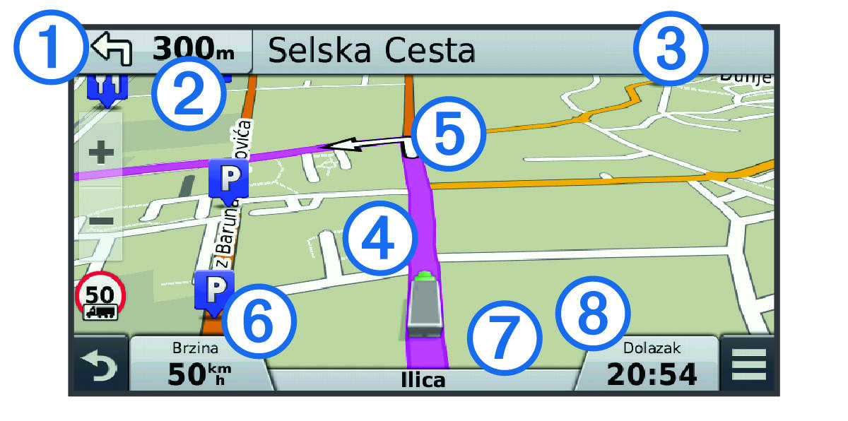 Navigation map with callouts