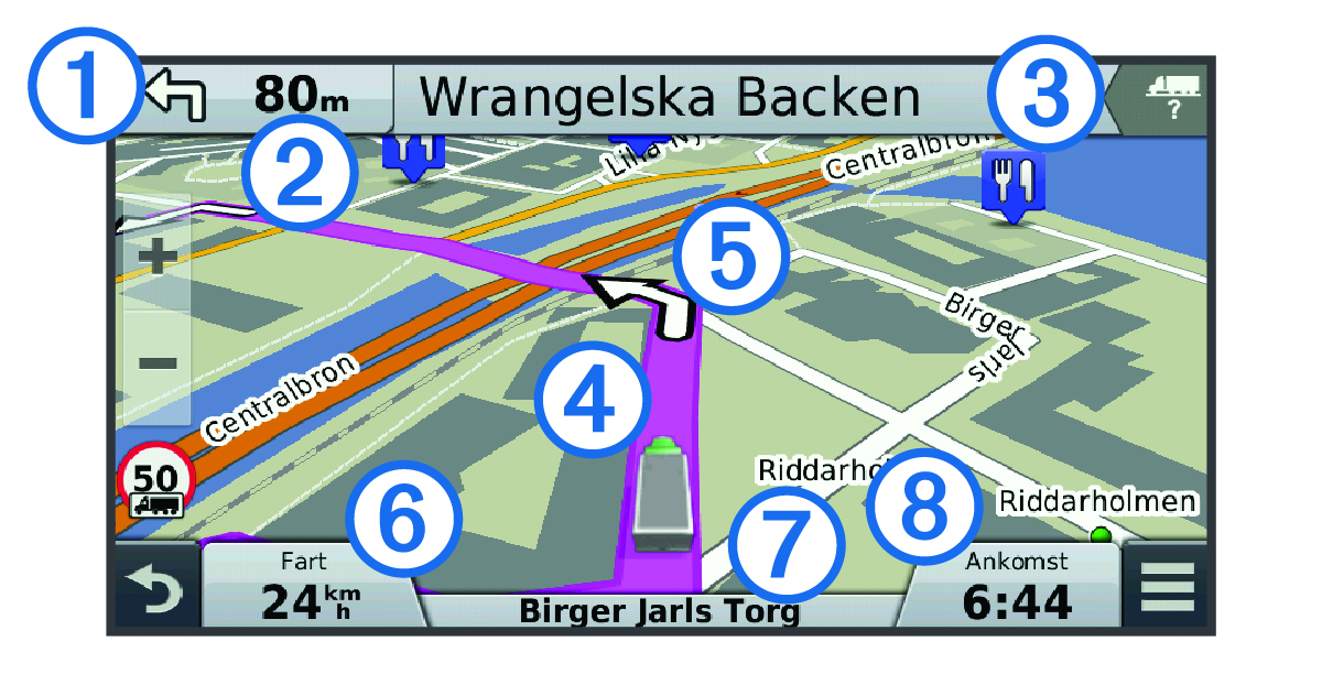 Navigation map with callouts