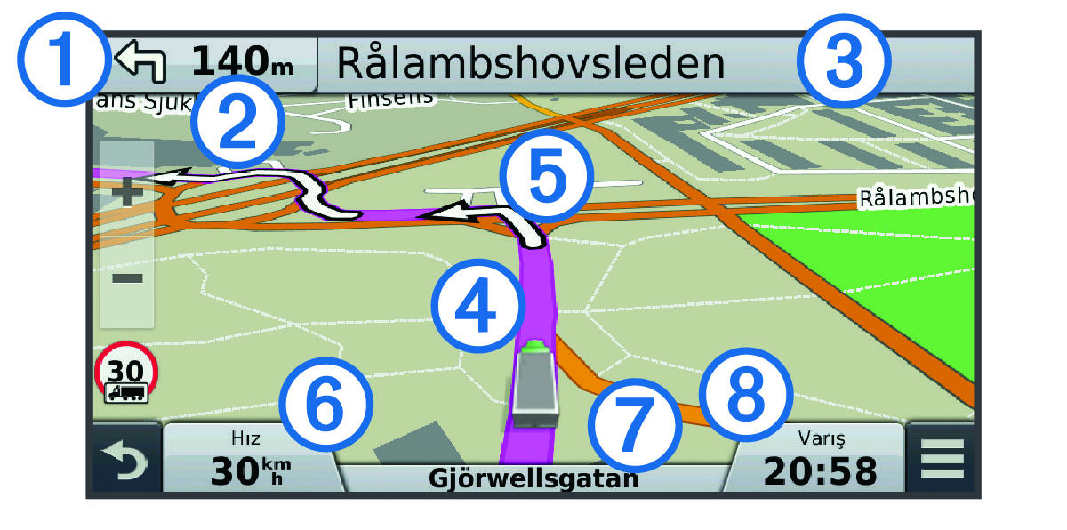 Navigation map with callouts