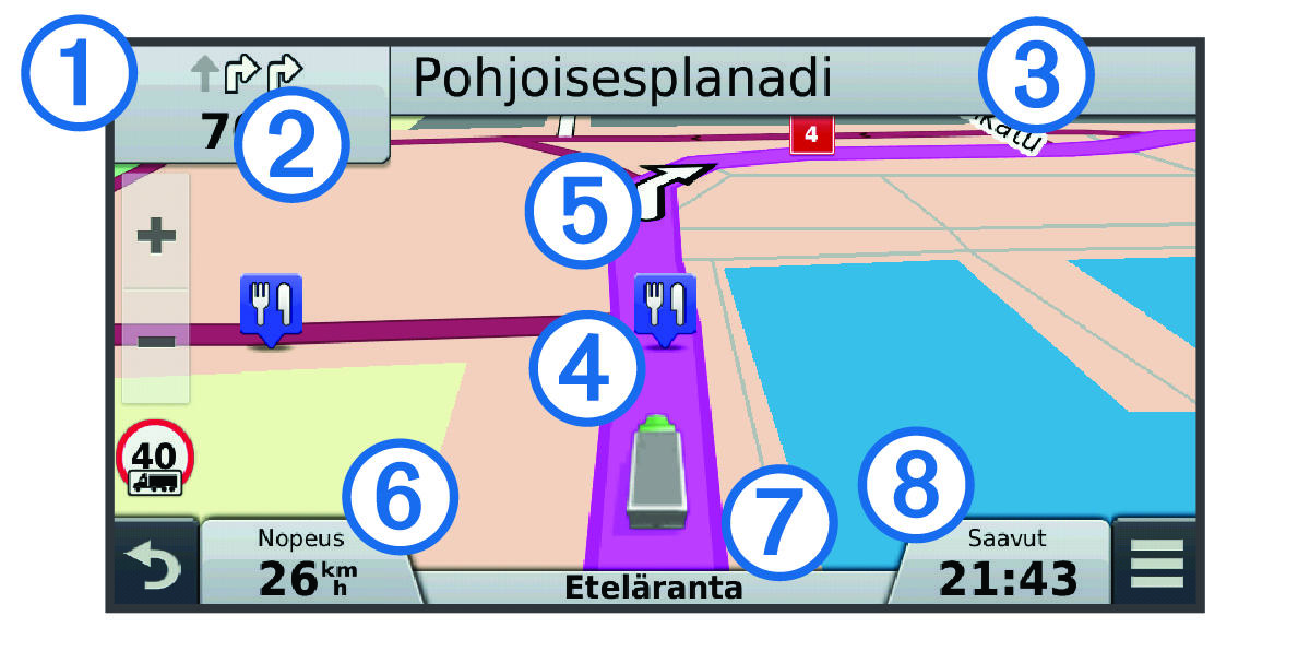 Navigation map with callouts