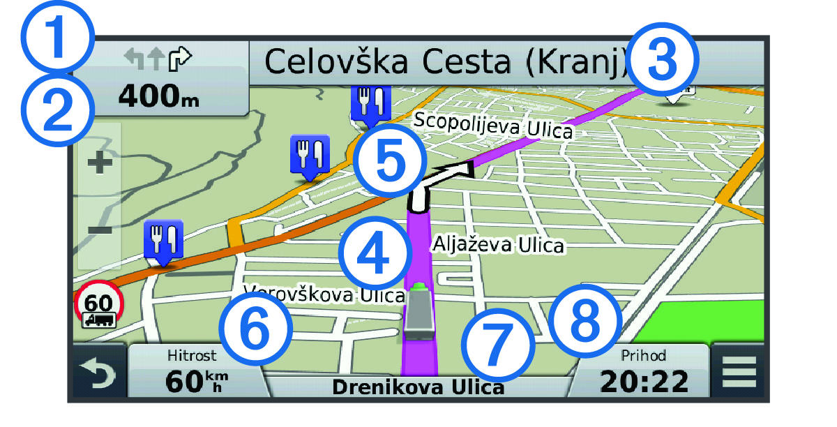 Navigation map with callouts