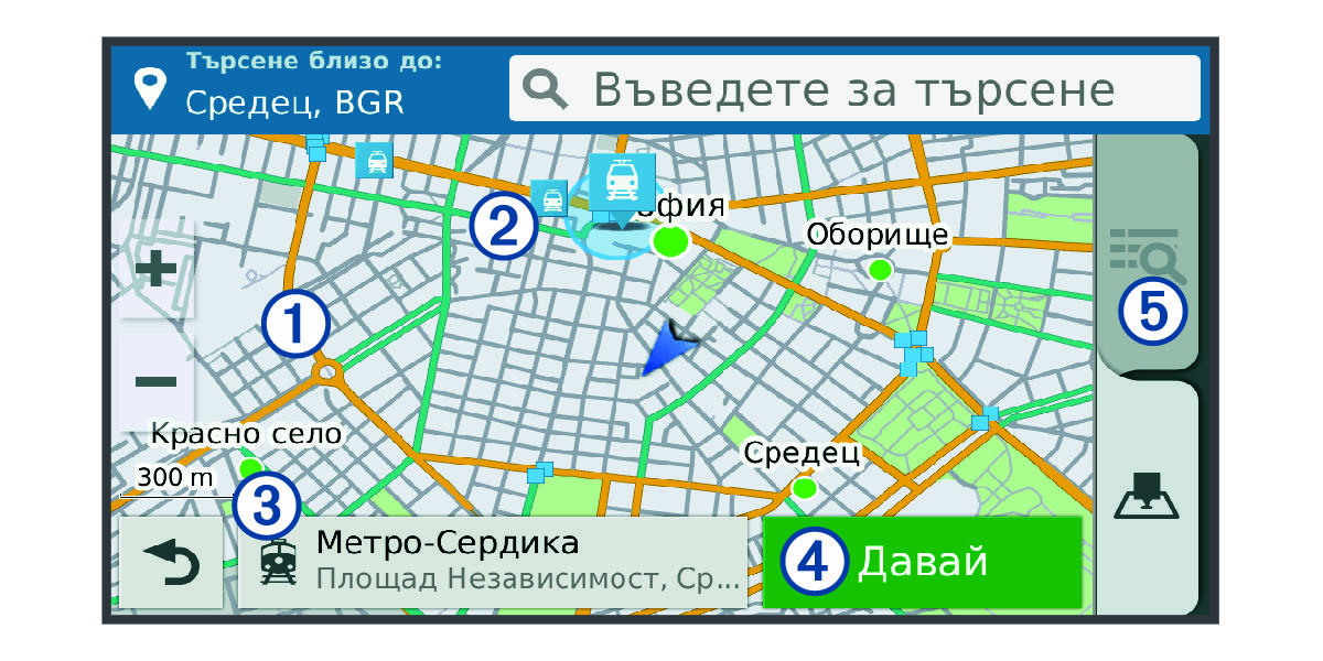 Location search results map and callouts