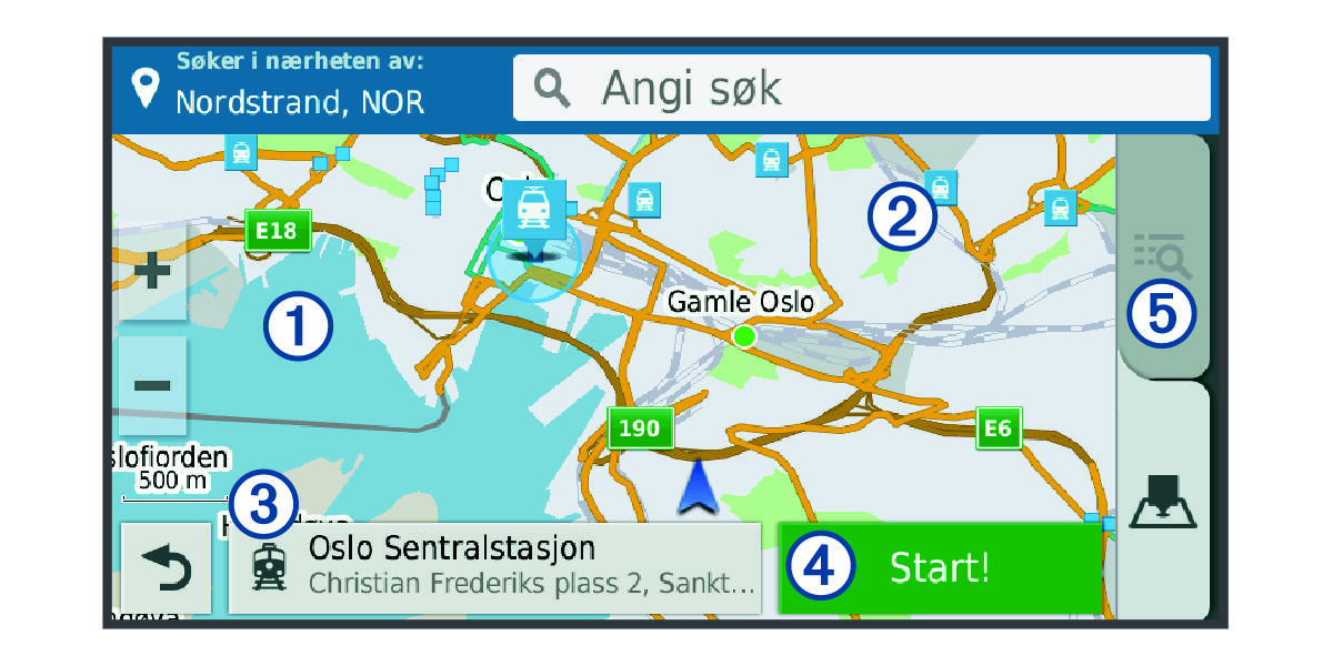 Location search results map and callouts