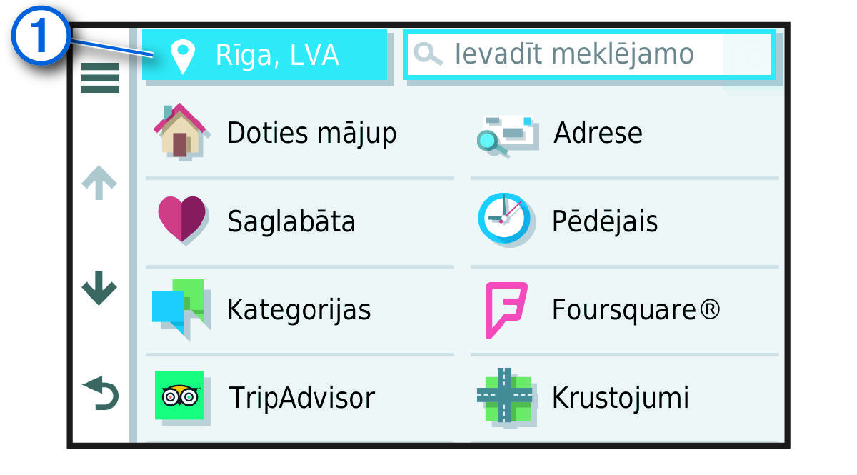 Meklēšanas apgabala pogas ekrānuzņēmums ar remarku