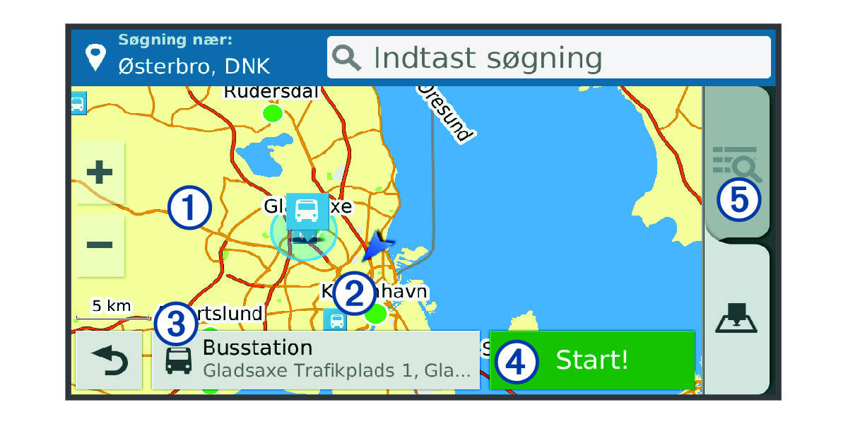 Search results map with callouts
