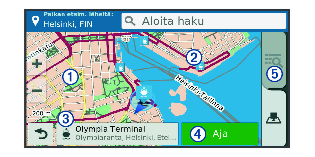 Search results map with callouts
