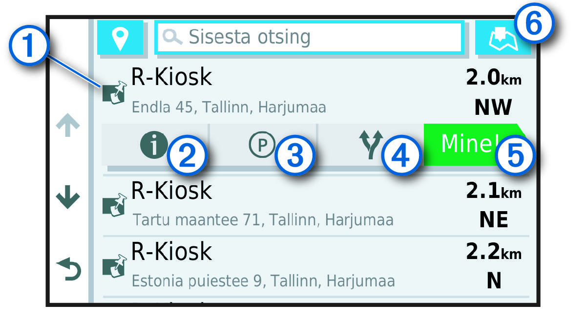 Asukohaotsingu tulemused koos viiktekstidega