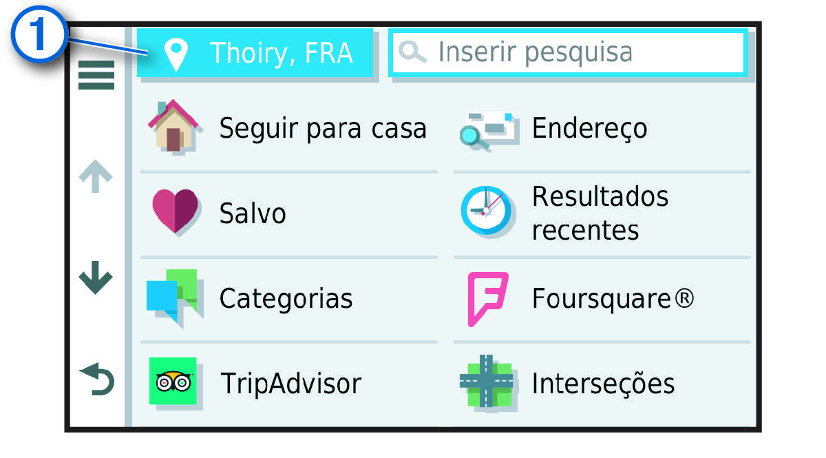 Captura de tela do botão Área de pesquisa com legenda
