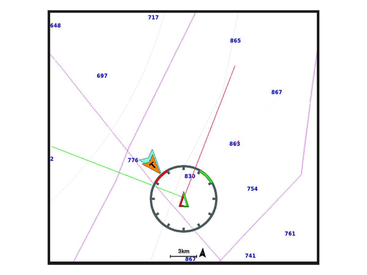 Sailing laylines on the chart