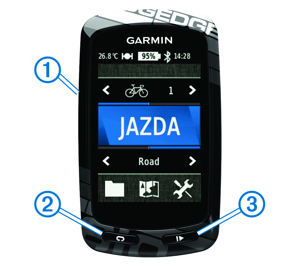 Widok urządzenia z przodu z objaśnieniami