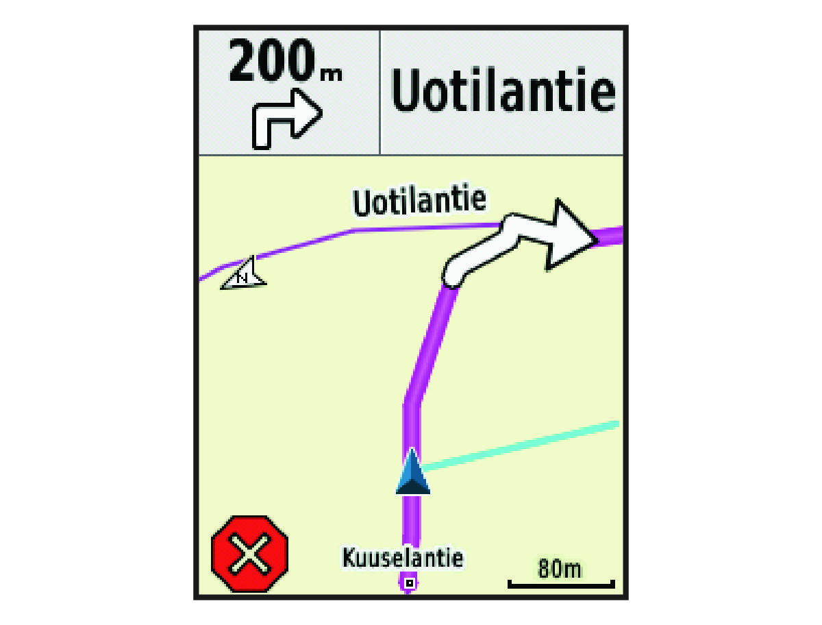 Kartta, jossa reitti