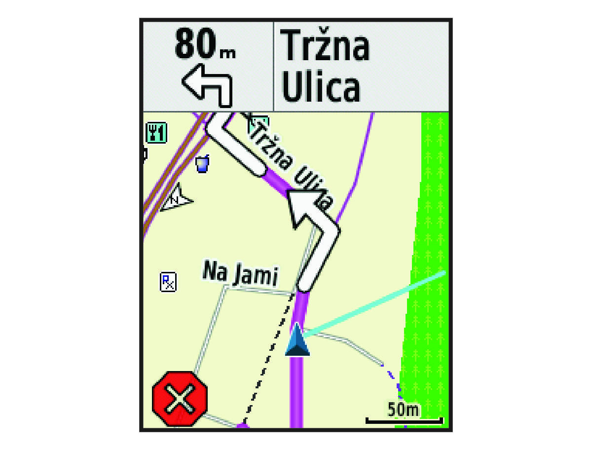 Zemljevid z načrtovano potjo