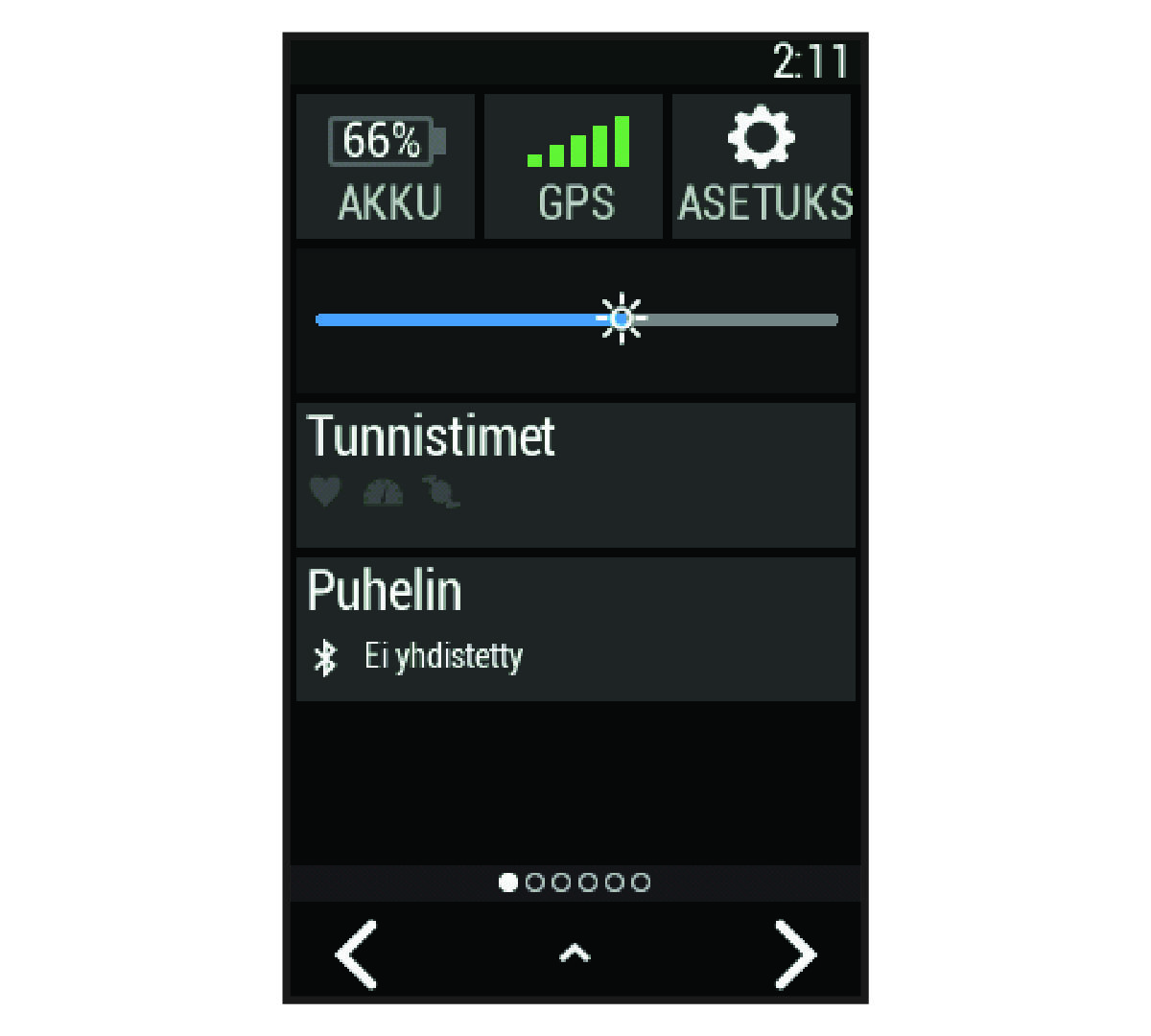 Screenshot of the settings widget