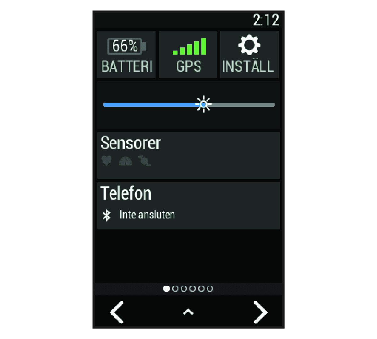 Screenshot of the settings widget